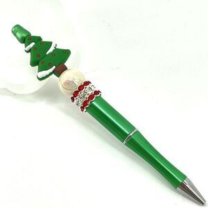 Christmas tree handmade pen NEW beads rhinestone bling red white green silver